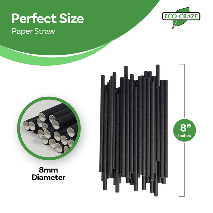 8" Paper Straw 8mm Ind. Wrapped