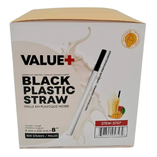 8” Plastic Straw 8mm Individually Wrapped